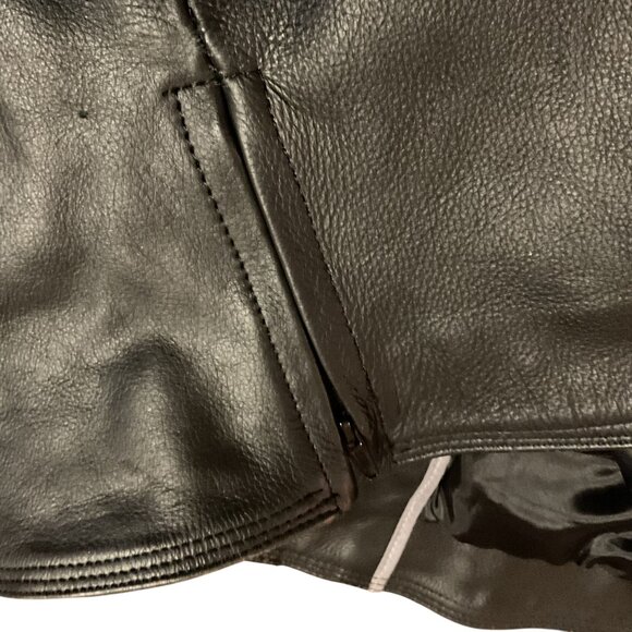 NWT Victory Motorcycles Black Leather Motorcycle Jacket Size L Flight Jacket - Picture 6 of 10